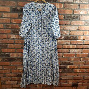 Roller Rabbit Lightweight 3/4 Sleeve Floral Maxi Dress Cottagecore Women's S